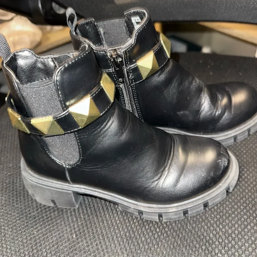 Sugar Black and Gold Kids Boots